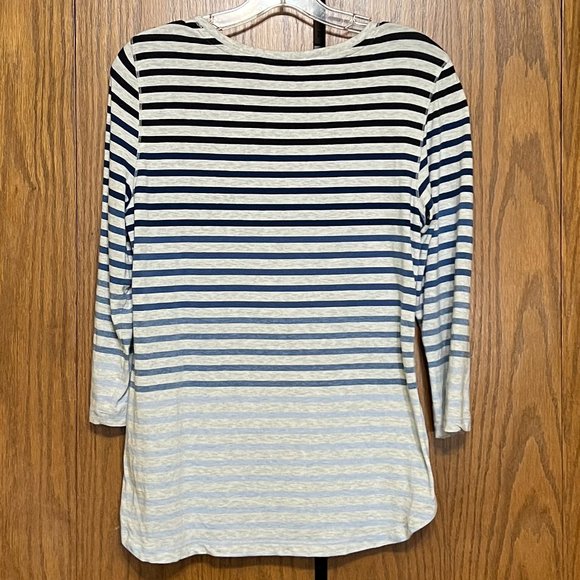 Christopher & Banks Ombre Heather Stripe ¾ Tee - Picture 2 of 3